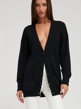 debut Black V-Neck Button Front Cardigan size M